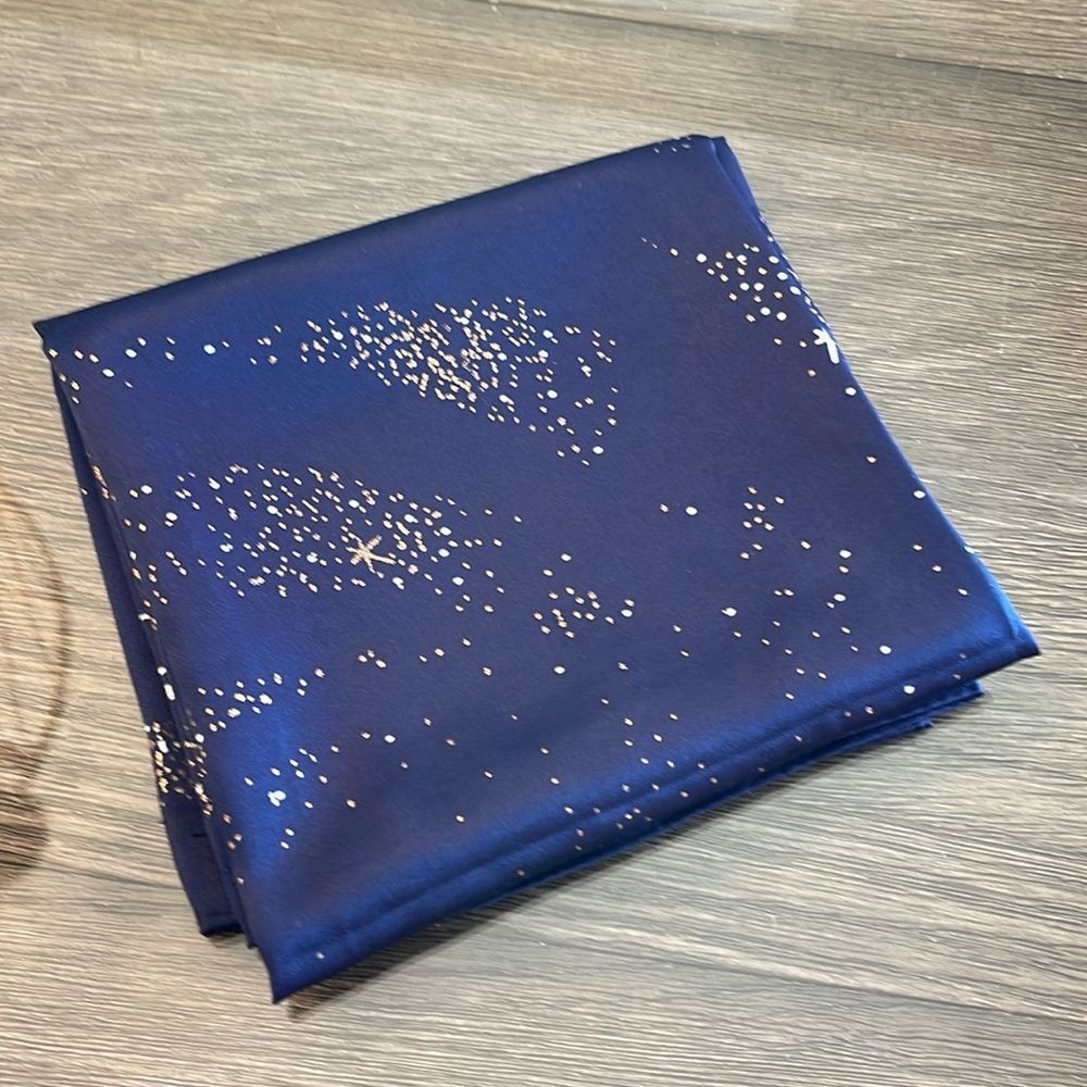 Lancôme Paris Blue Silky - Polyester Square Scarf Stars & Moon Galaxy Milky Way - Picture 15 of 16